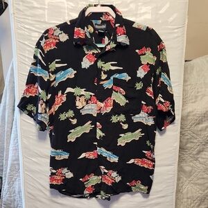 Vintage Keneville Men's Black Hawaiian Shirt Sz M